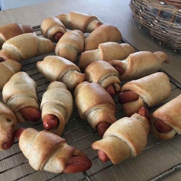 Pølsehorn med pesto og lidt&nbsp;fuldkorn